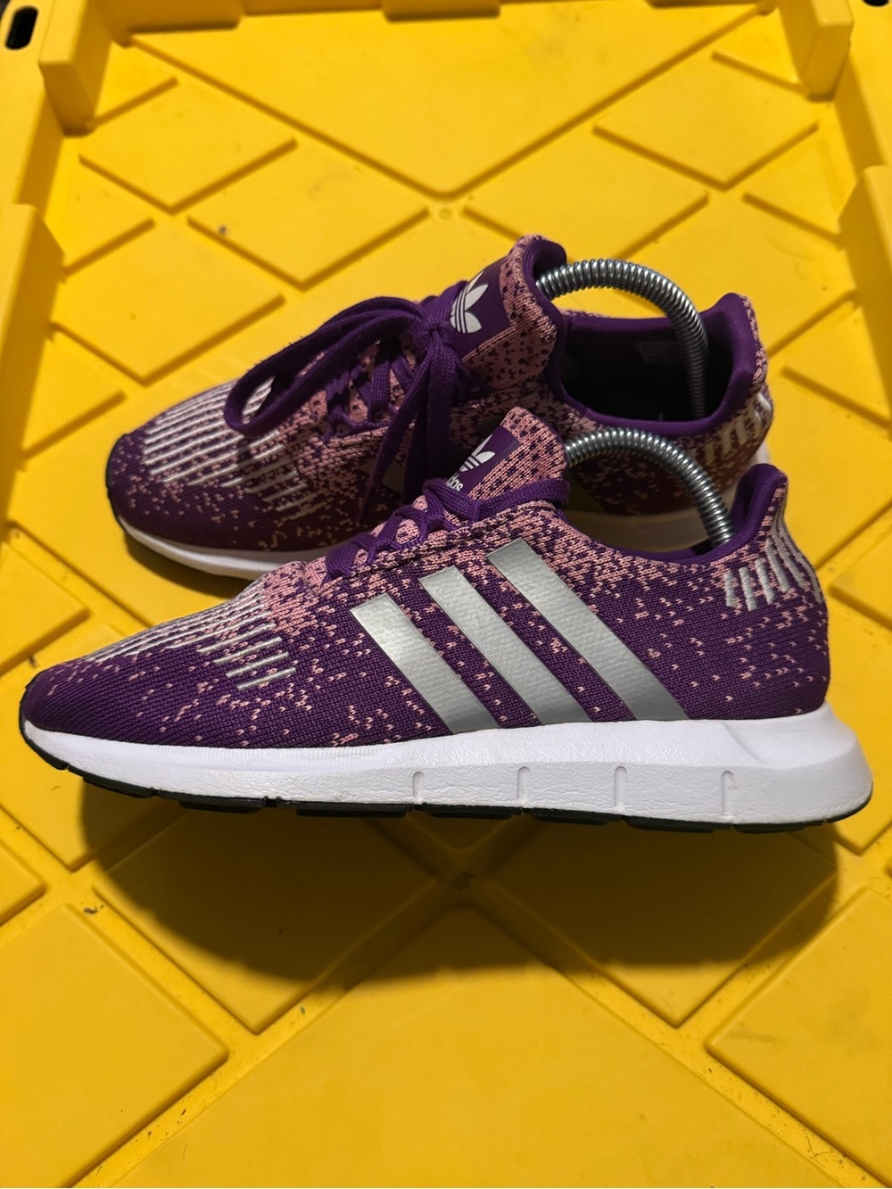 adidas Women's Purple and Pink Knit Running Sneakers